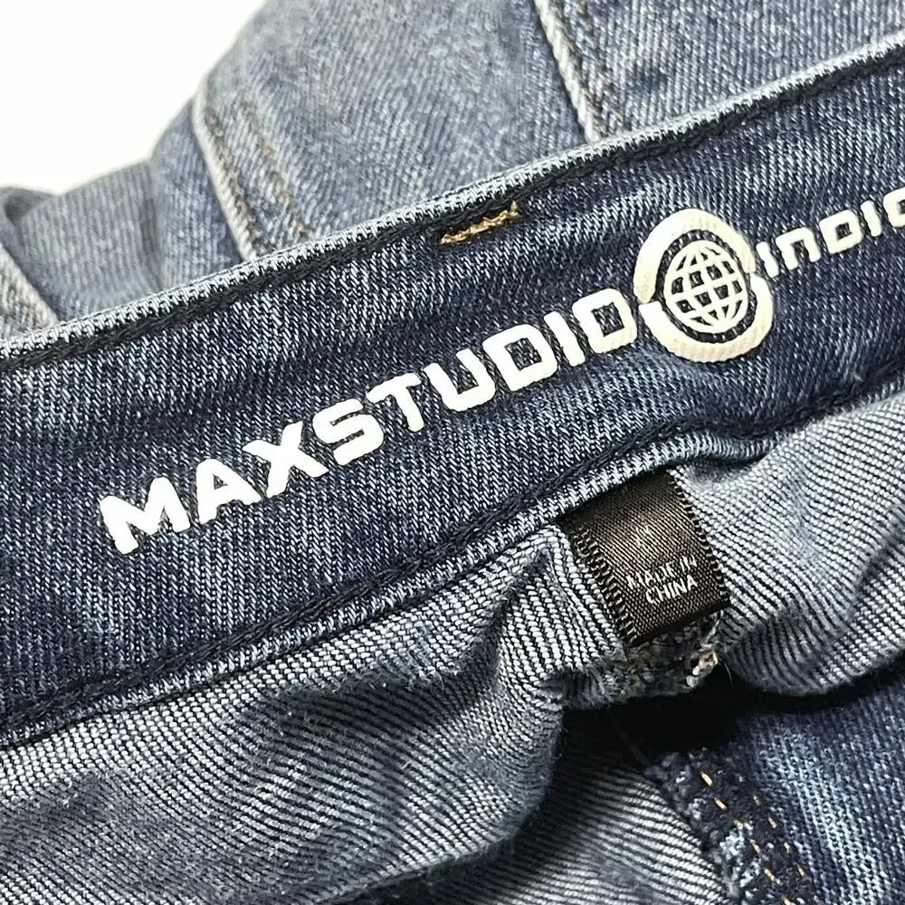 Max Studio Indigo Women 8 Dark Wash Skinny Jeans Denim Pocket Zip Blue Regular